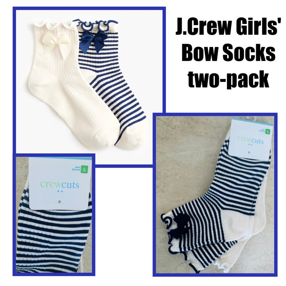 J.Crew Girls' bow socks two-pack